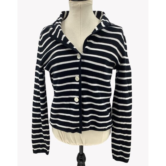 Chaps Knit Cardigan Shawl Collar -Navy & White - Womens Size XL - Picture 2 of 9